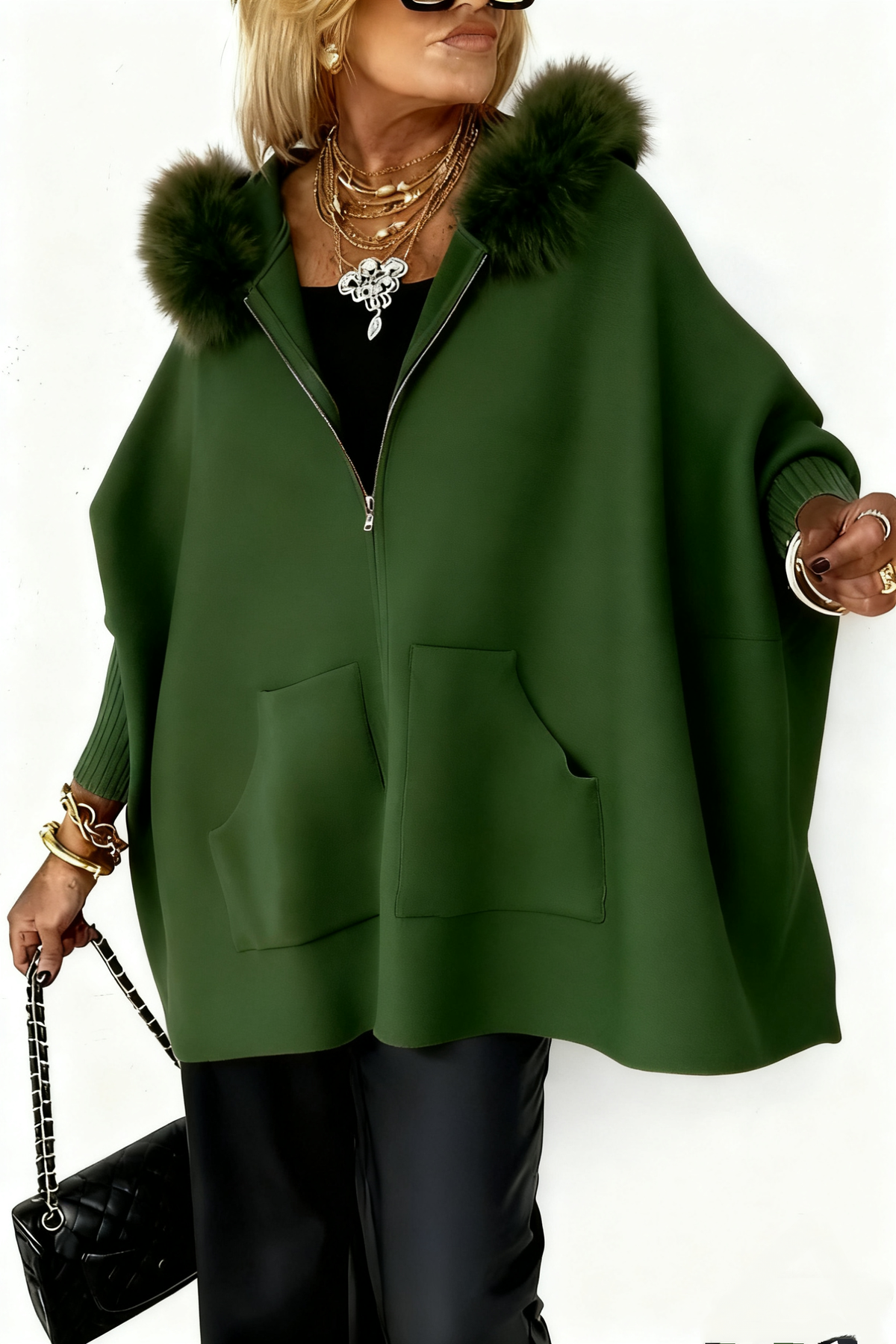 Women's Fur Collar Solid Color Casual Jacket