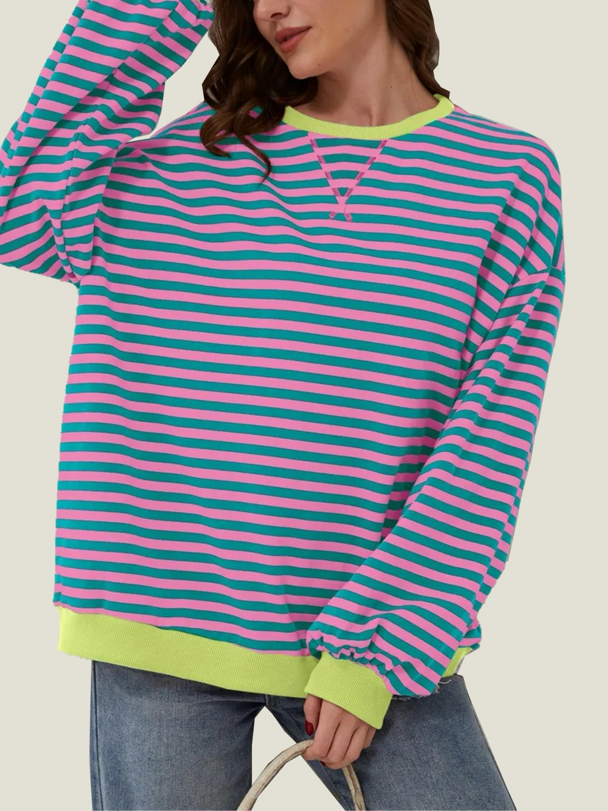 Women's Oversized Striped Long Sleeve Pullover (Buy 2 Get Free Shipping)