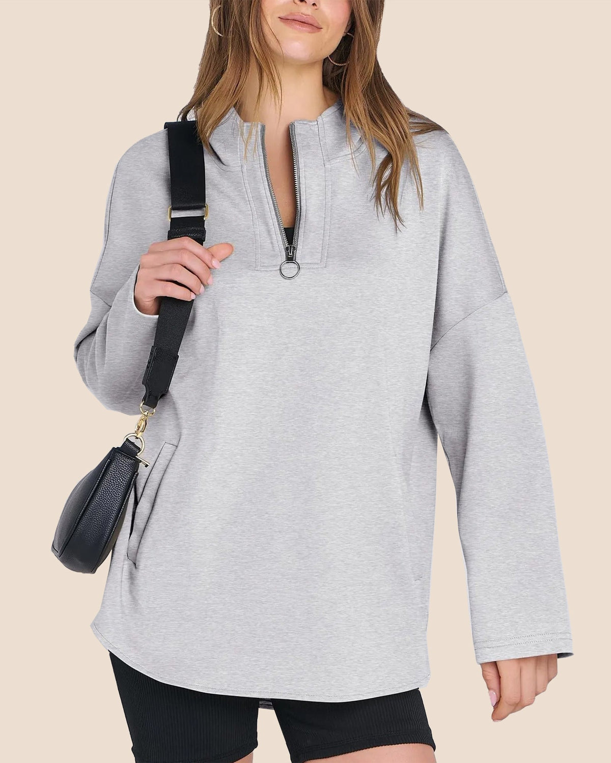 Women's Quarter Zip Oversized Tunic Hoodie (Buy 2 Get Free Shipping)