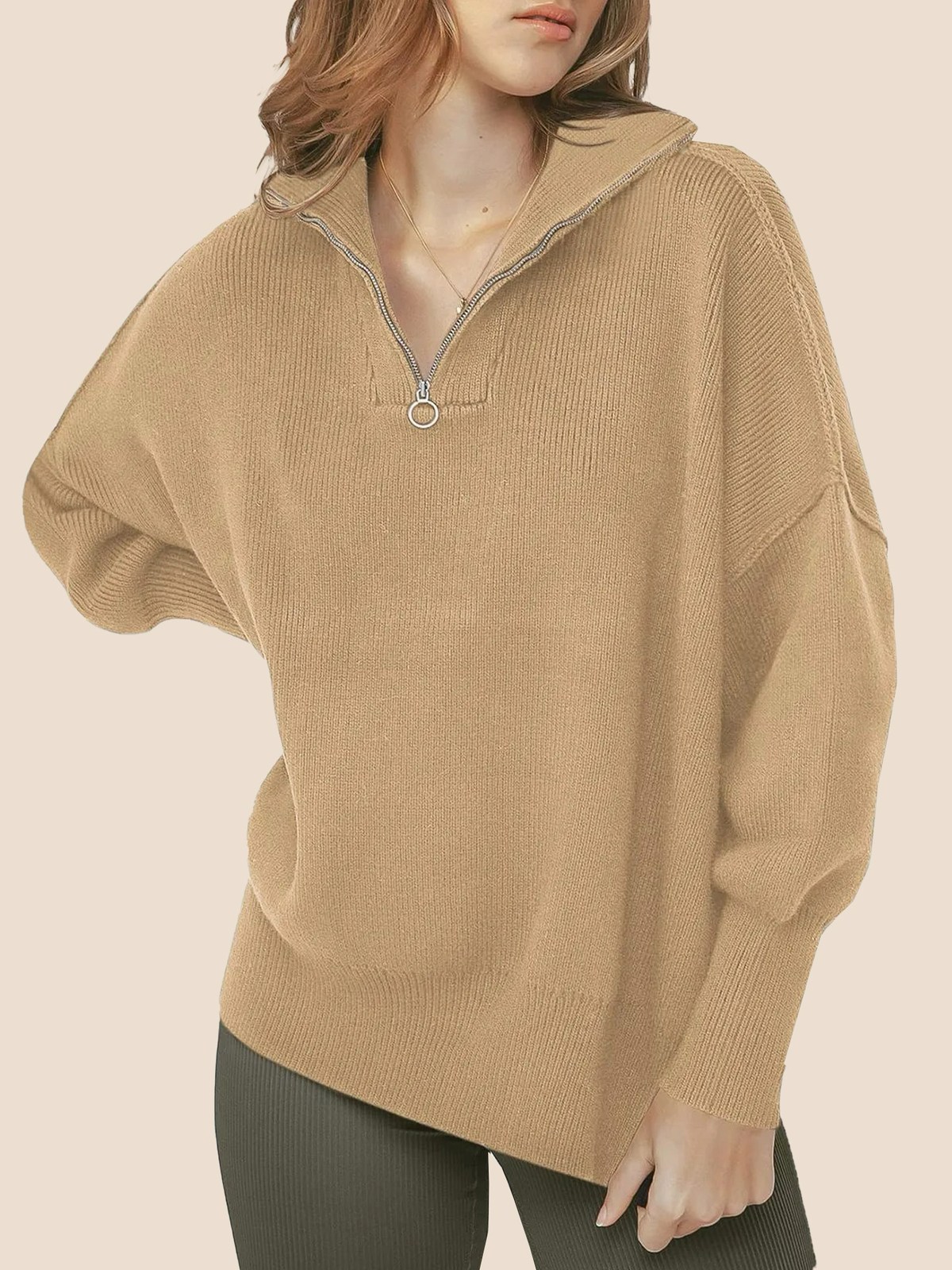 Women's Oversized Quarter Zip Pullover Sweater (Buy 2, Get Free Shipping)