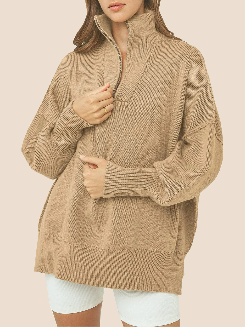 Women's Oversized Quarter Zip Pullover Sweater (Buy 2, Get Free Shipping)