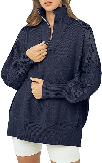Women's Oversized Quarter Zip Pullover Sweater (Buy 2, Get Free Shipping)