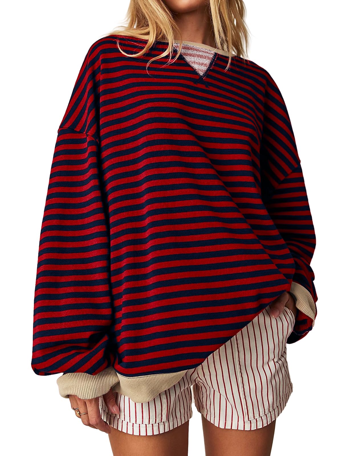 Women's Striped Oversized Sweatshirt (Free Shipping on Orders of 2+)