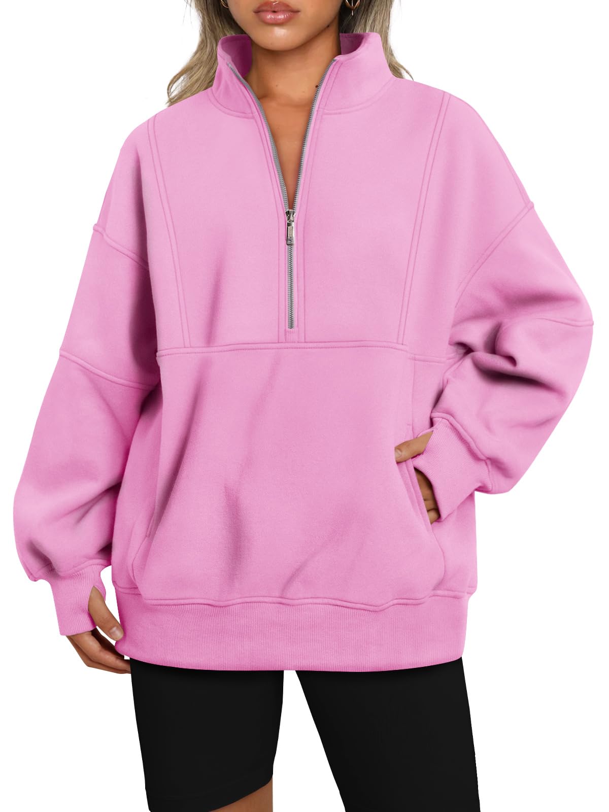 Women's Half Zip Oversized Sweatshirt with Pockets (Buy 2, Get Free Shipping)