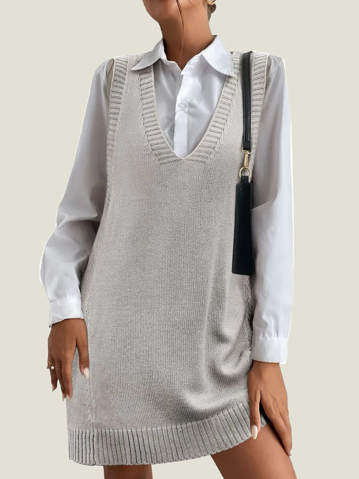 Women's V-Neck Sweater Vest Dress with Pockets (Buy 2, Get Free Shipping)