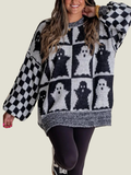 Women's Halloween Checkered Sweater - Spooky Season (Buy 2, Get Free Shipping)