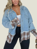 Plaid Hooded Denim Jacket (Buy 2 Get Free Shipping)