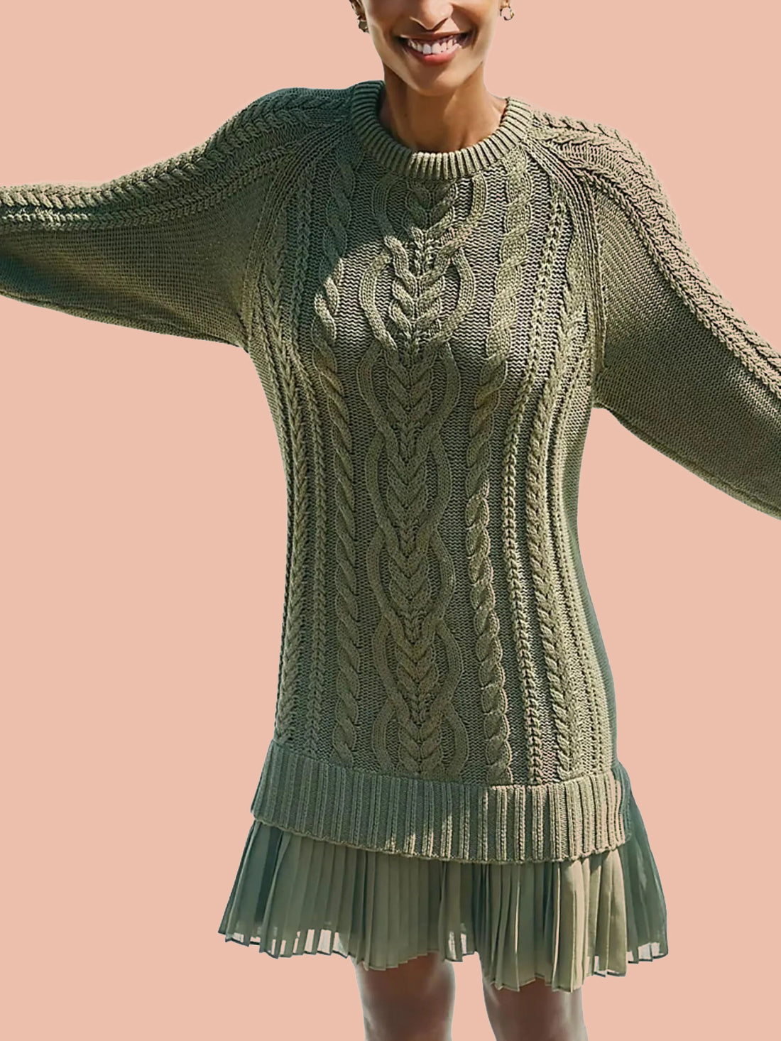 Women's Crewneck Cable Knit Sweater Mini Dress (Free Shipping on Orders of 2+)