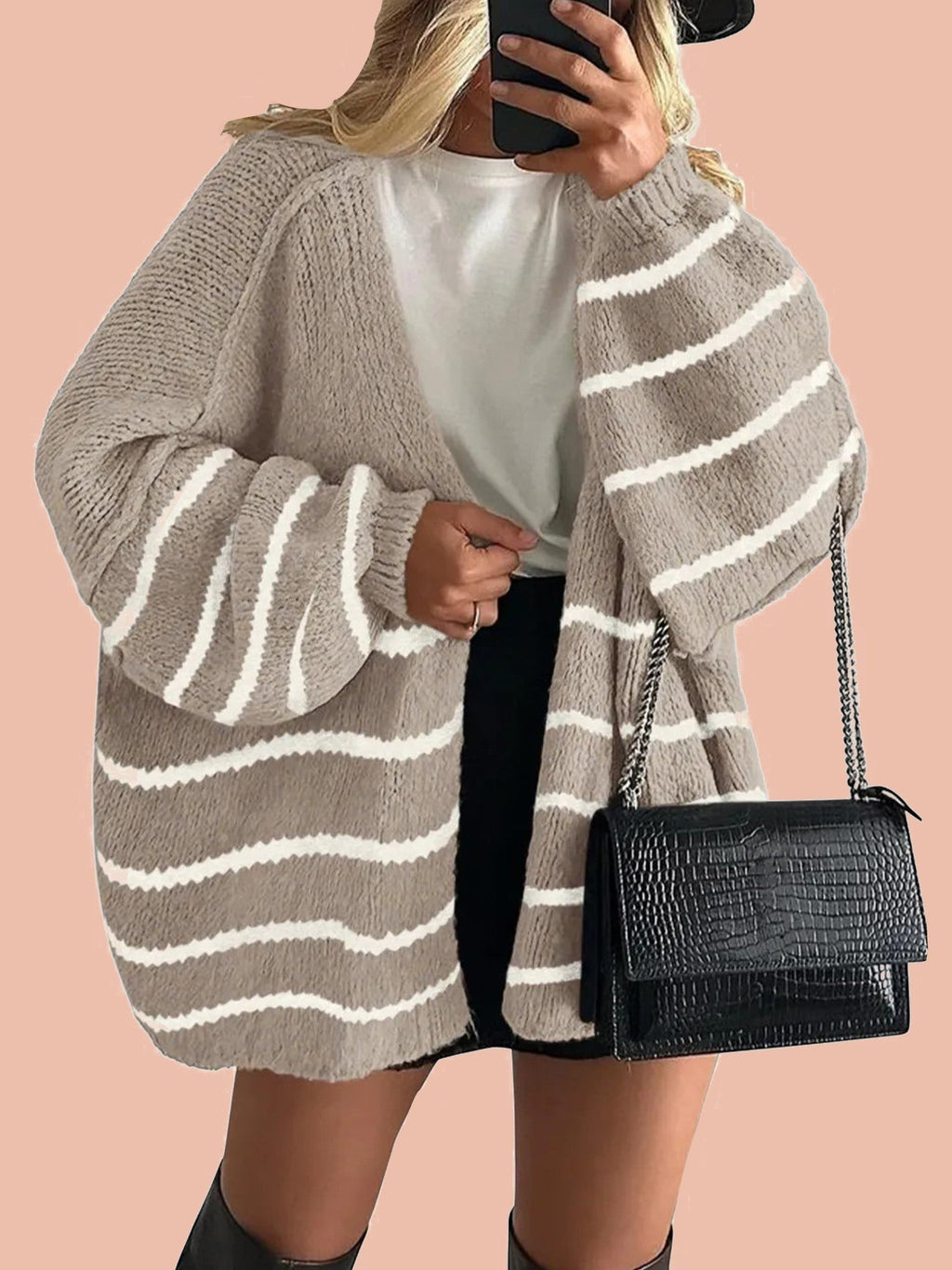 Women's Oversized Balloon Sleeve Striped Cardigan (Free Shipping on Orders of 2+)