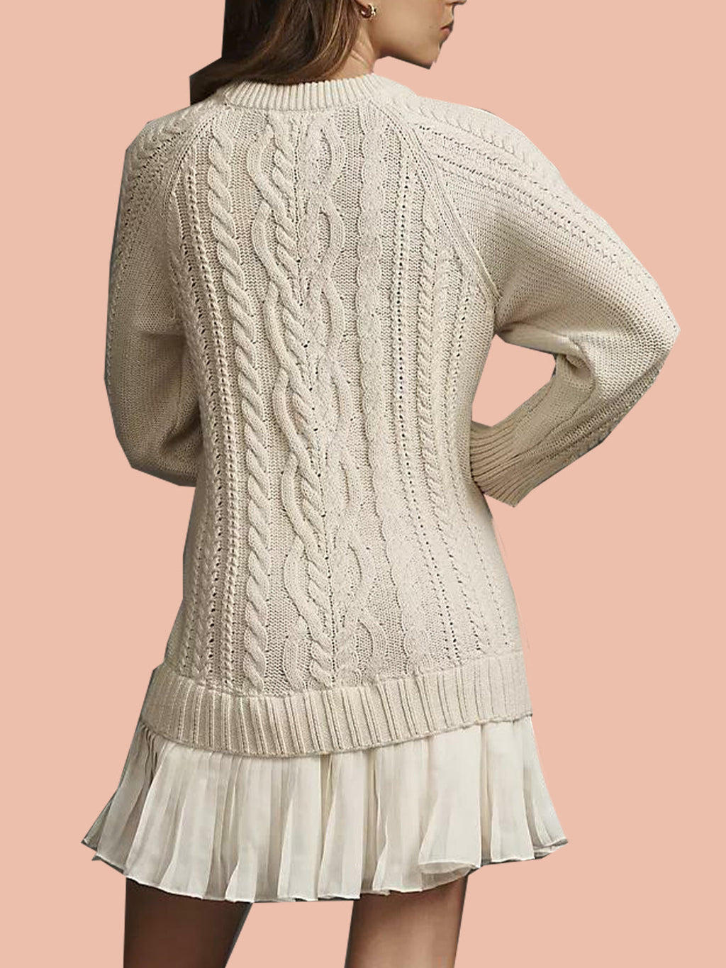 Women's Crewneck Cable Knit Sweater Mini Dress (Free Shipping on Orders of 2+)
