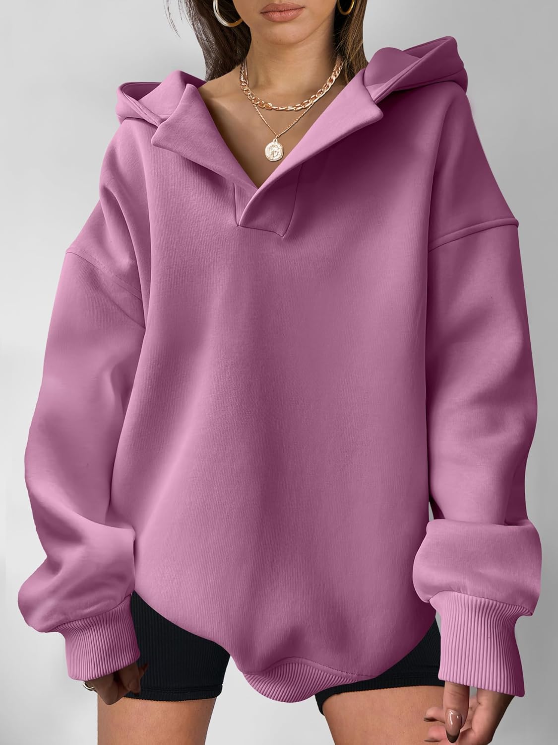 Women's Oversized V-Neck Hooded Pullover (Buy 2 Get Free Shipping)