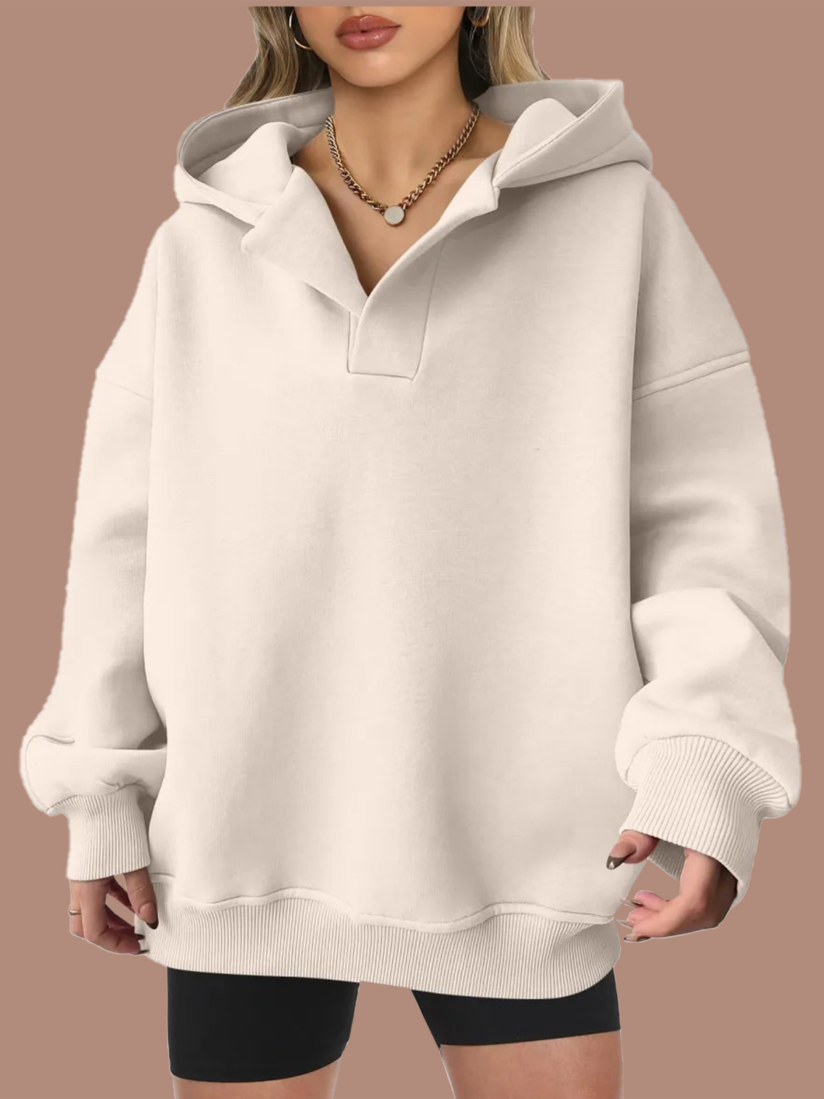 Women's Oversized V-Neck Hooded Pullover (Buy 2 Get Free Shipping)