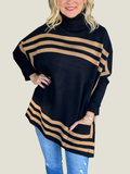 Women's High Neck Batwing Sleeve Striped Sweater (Buy 2 Get Free Shipping)