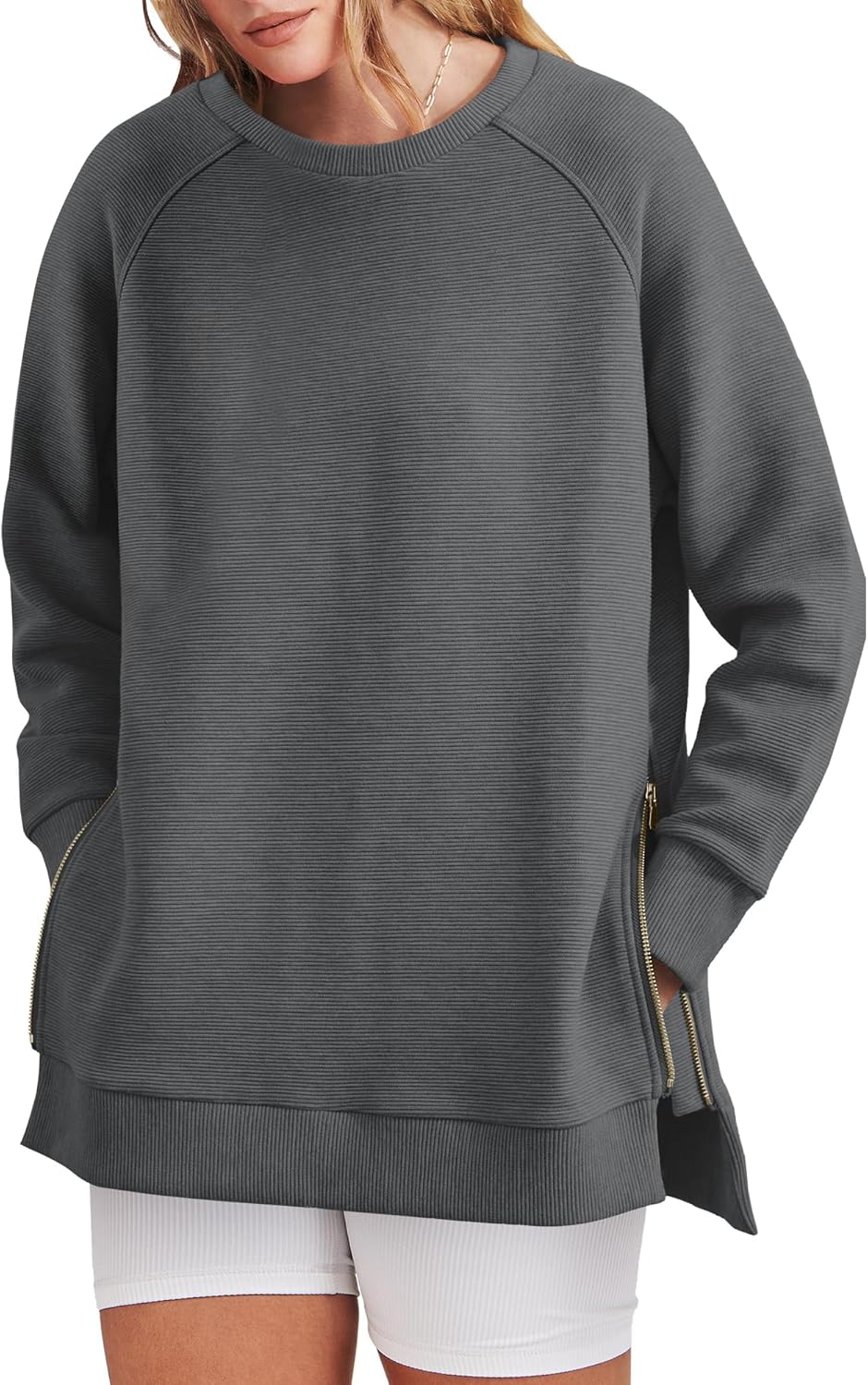 Women's Side Zipper Oversized Sweatshirt (Buy 2 Get Free Shipping)