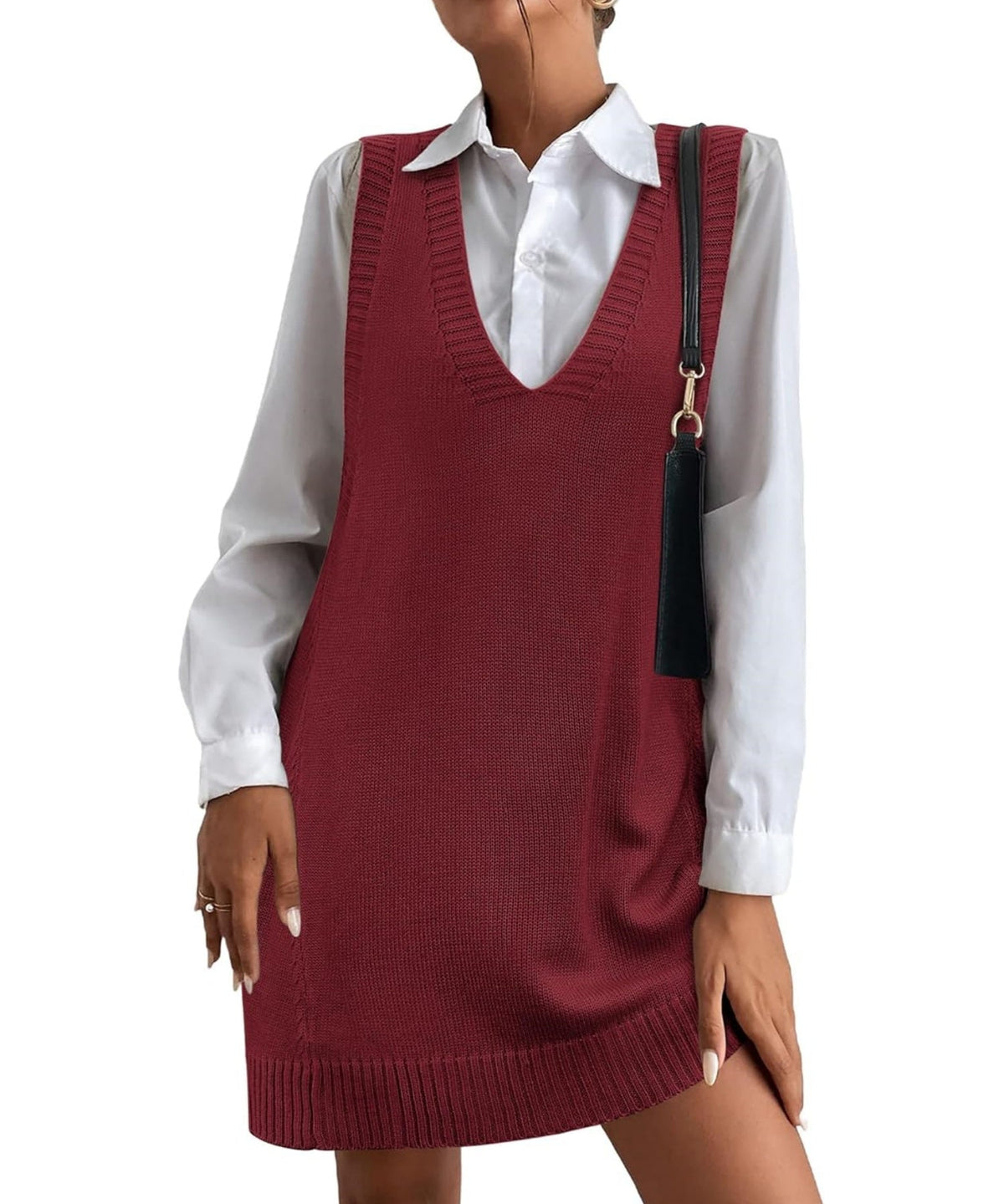 Women's V-Neck Sweater Vest Dress with Pockets (Buy 2, Get Free Shipping)