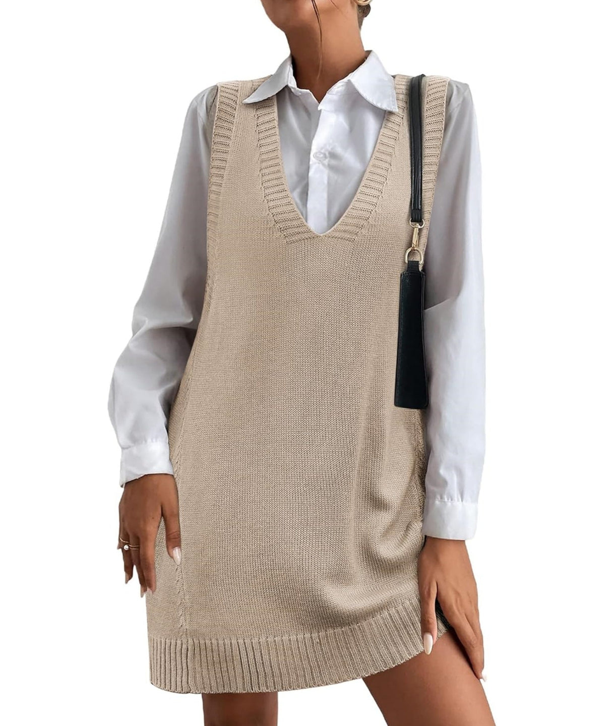 Women's V-Neck Sweater Vest Dress with Pockets (Buy 2, Get Free Shipping)