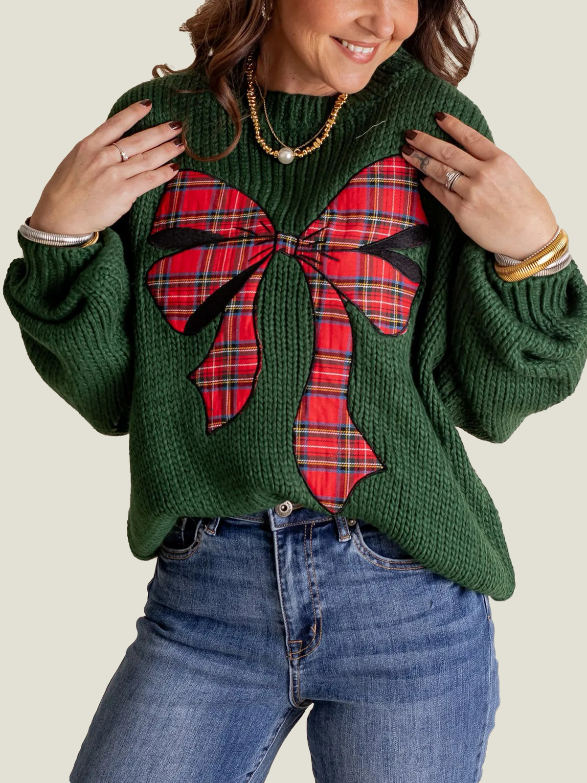 Women's Plaid Bow Sweater (Buy 2, Get Free Shipping)