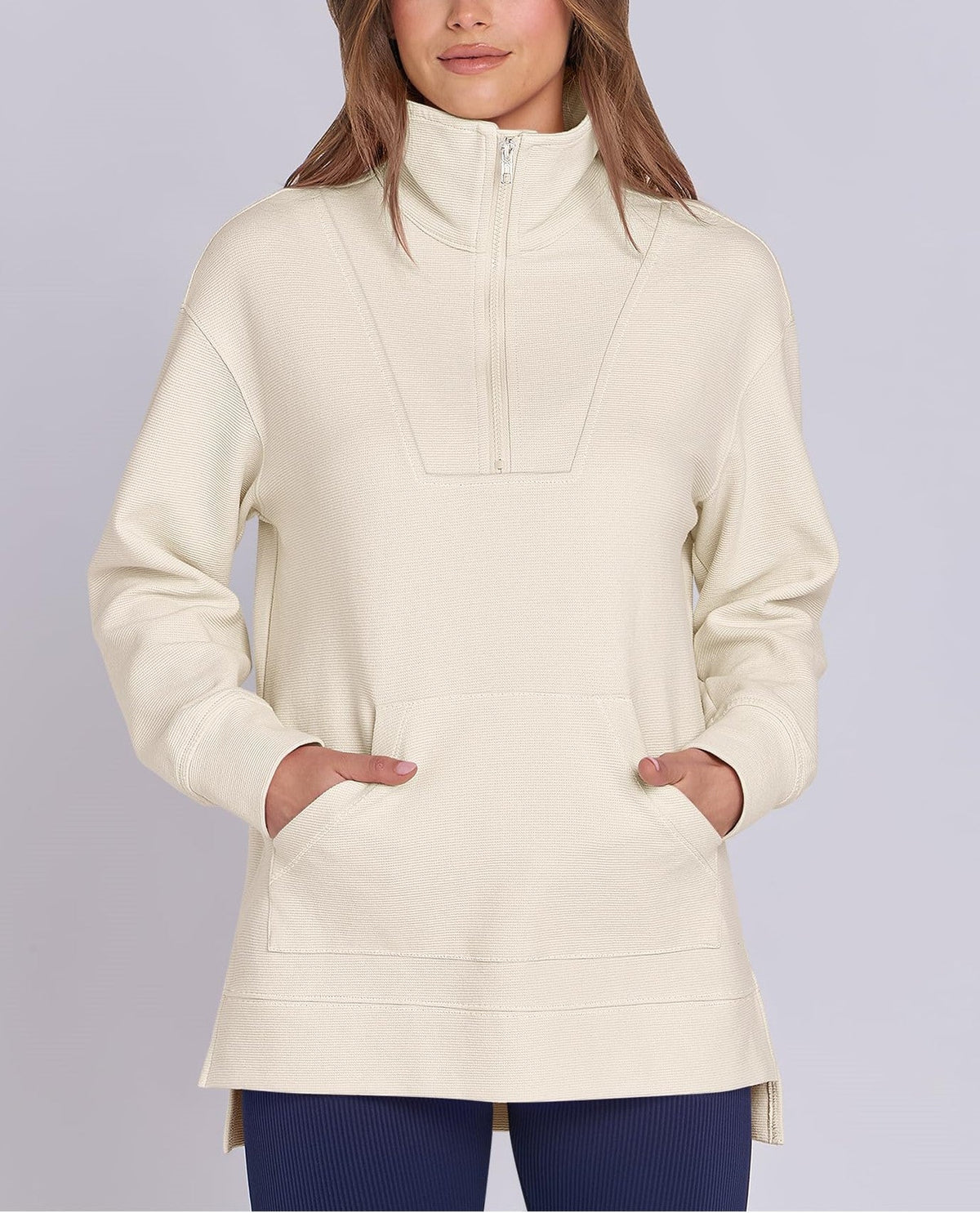 Women's Quarter Zip Oversized Knit Pullover (Buy 2, Get Free Shipping)