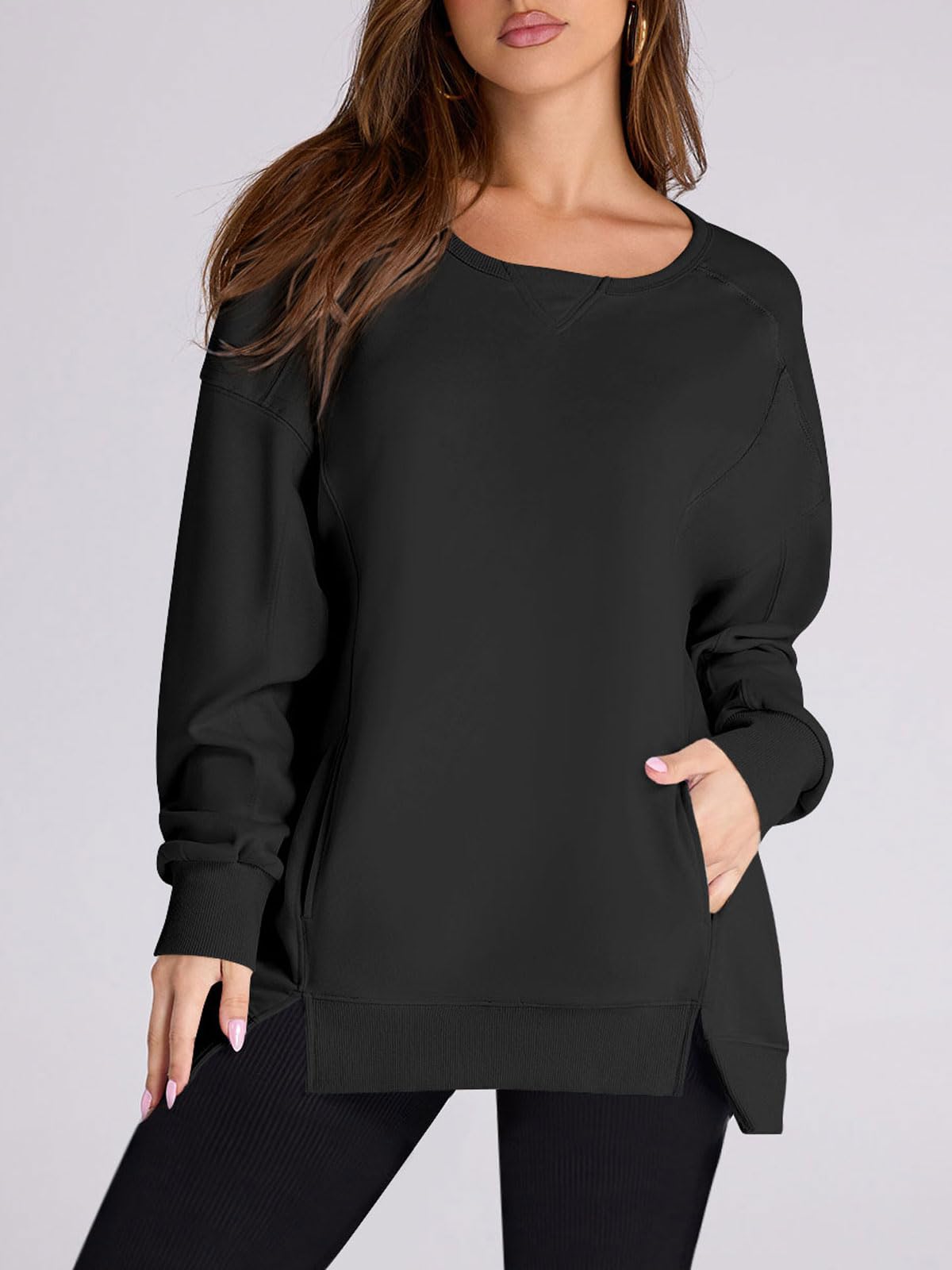 Women's High-Low Side Slit Pullover Sweatshirt with Pockets (Buy 2, Get Free Shipping)