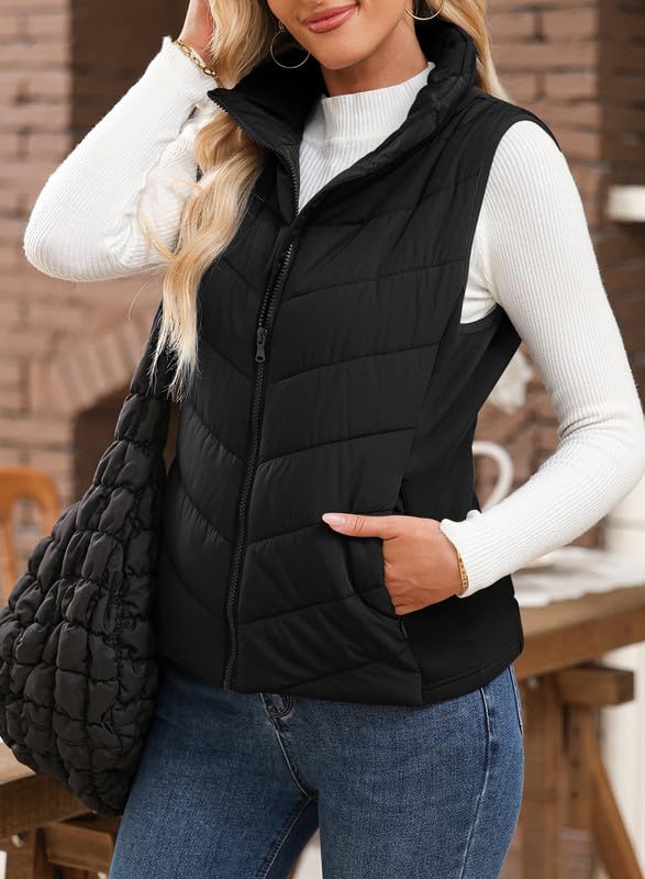Women's Sleeveless Zip Up Stand Collar Quilted Puffer Vest (Buy 2 Get Free Shipping)