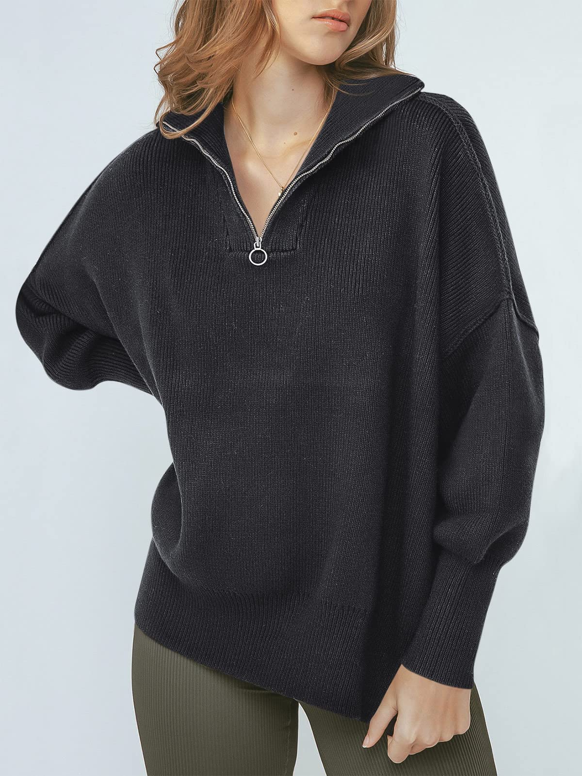 Women's Oversized Quarter Zip Pullover Sweater (Buy 2, Get Free Shipping)