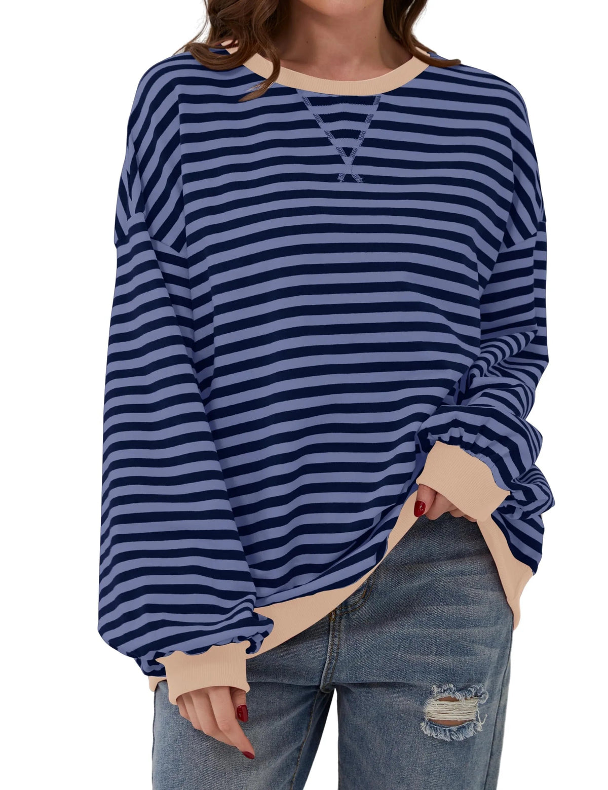 Women's Oversized Striped Long Sleeve Pullover (Buy 2 Get Free Shipping)
