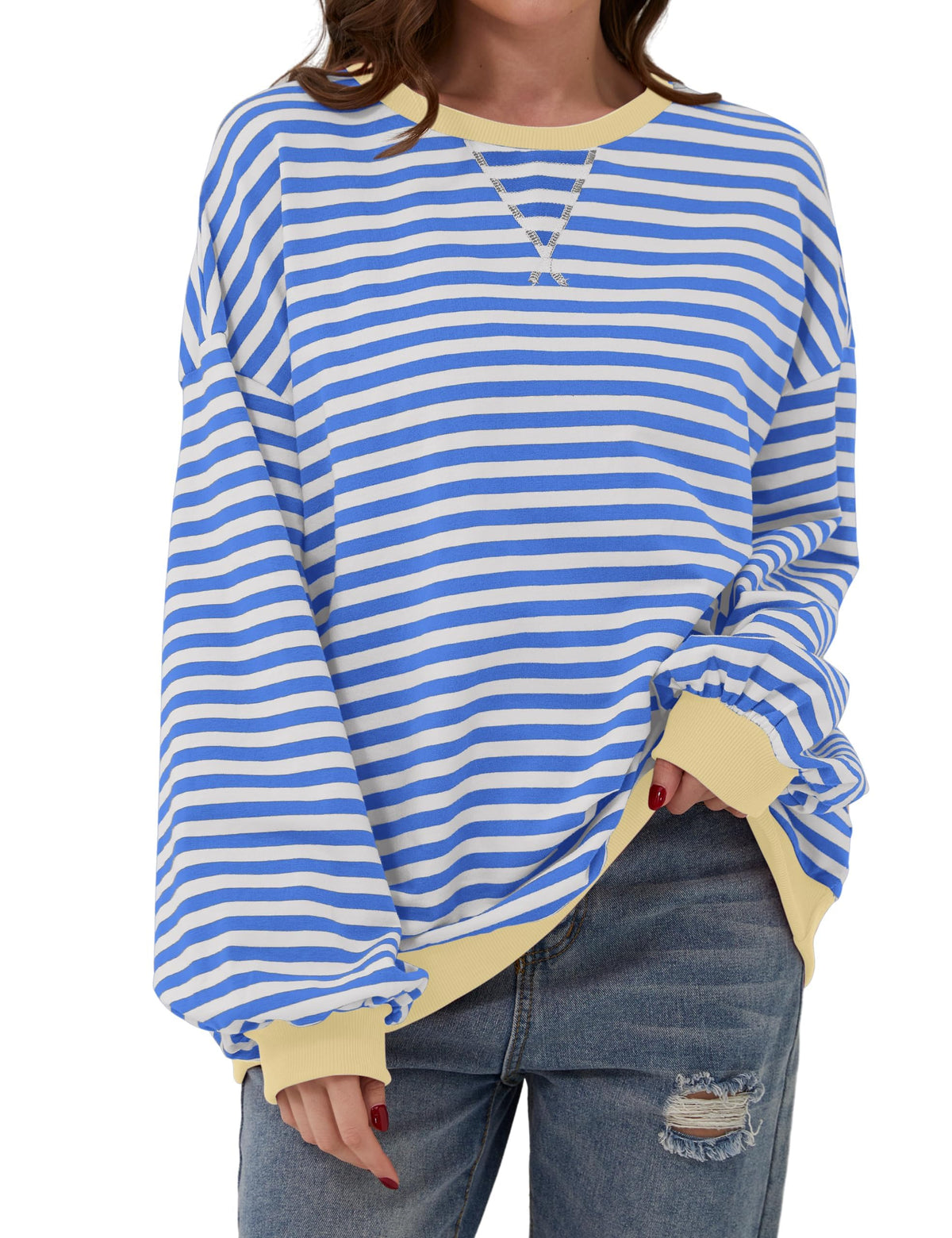 Women's Oversized Striped Long Sleeve Pullover (Buy 2 Get Free Shipping)