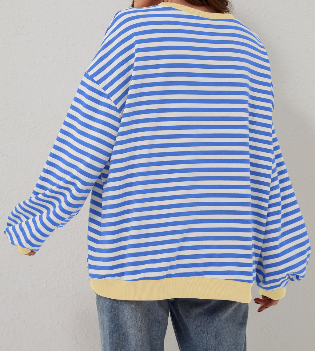 Women's Oversized Striped Long Sleeve Pullover (Buy 2 Get Free Shipping)