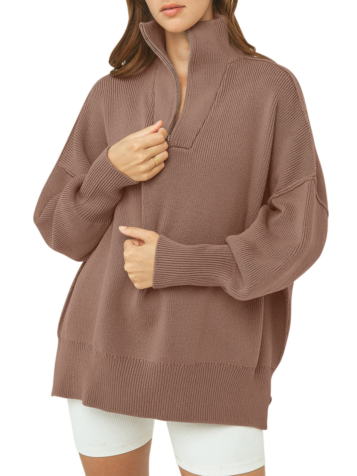 Women's Oversized Quarter Zip Pullover Sweater (Buy 2, Get Free Shipping)