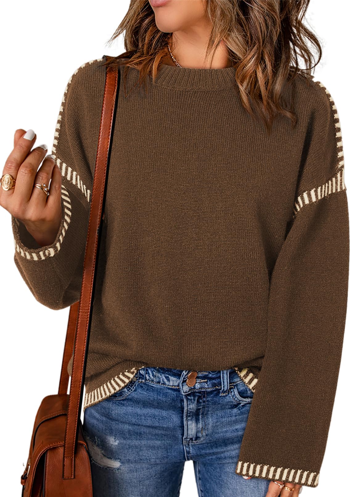 Women's Contrast Cable Knit Pullover Sweater (Buy 2, Get Free Shipping)