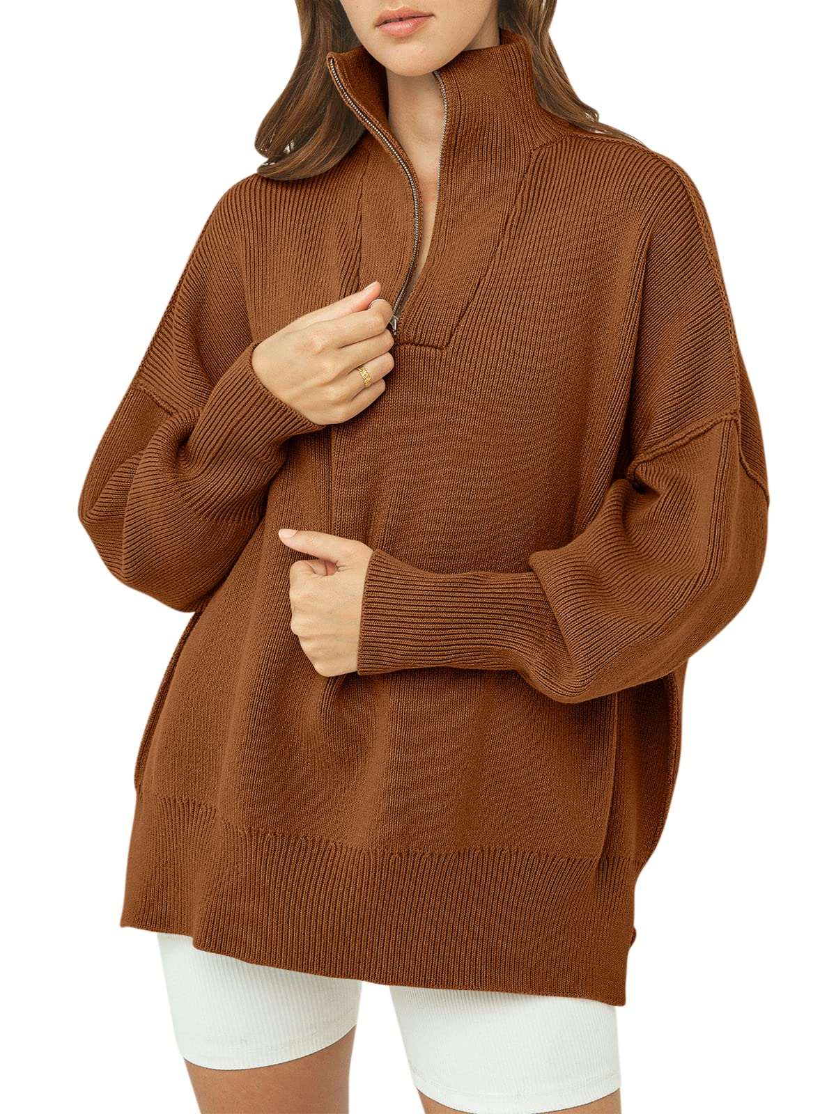 Women's Oversized Quarter Zip Pullover Sweater (Buy 2, Get Free Shipping)