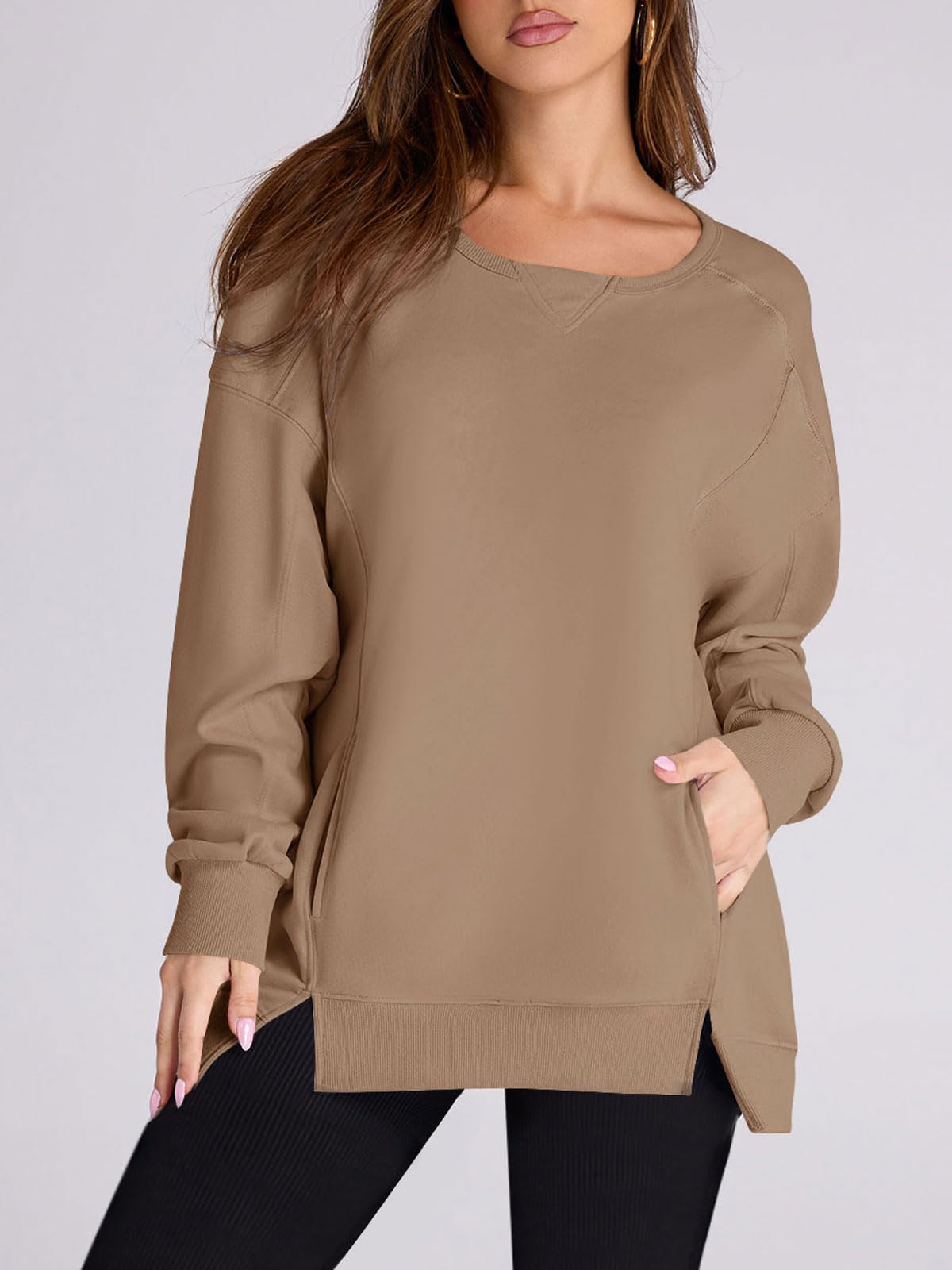 Women's High-Low Side Slit Pullover Sweatshirt with Pockets (Buy 2, Get Free Shipping)