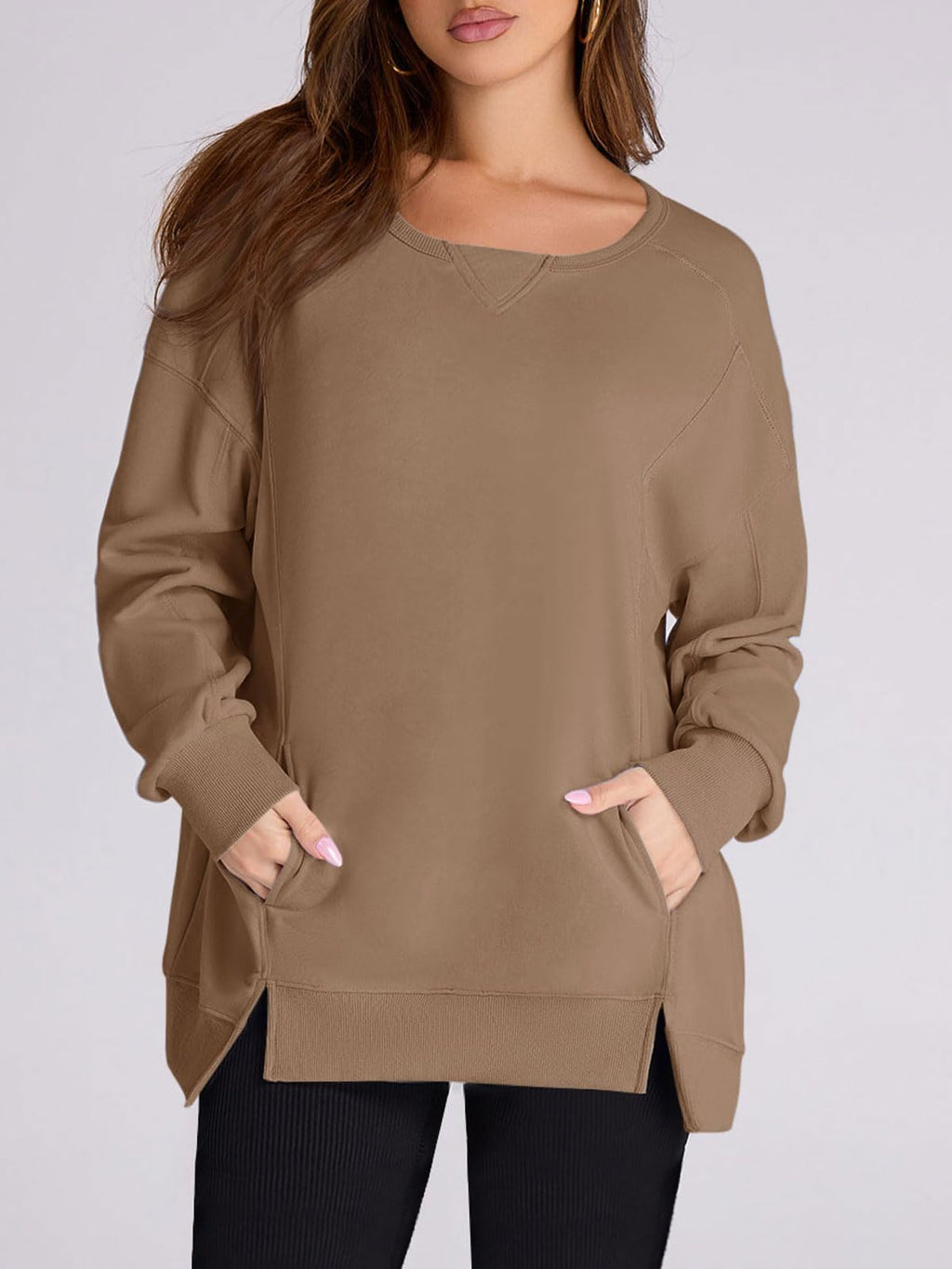 Women's High-Low Side Slit Pullover Sweatshirt with Pockets (Buy 2, Get Free Shipping)
