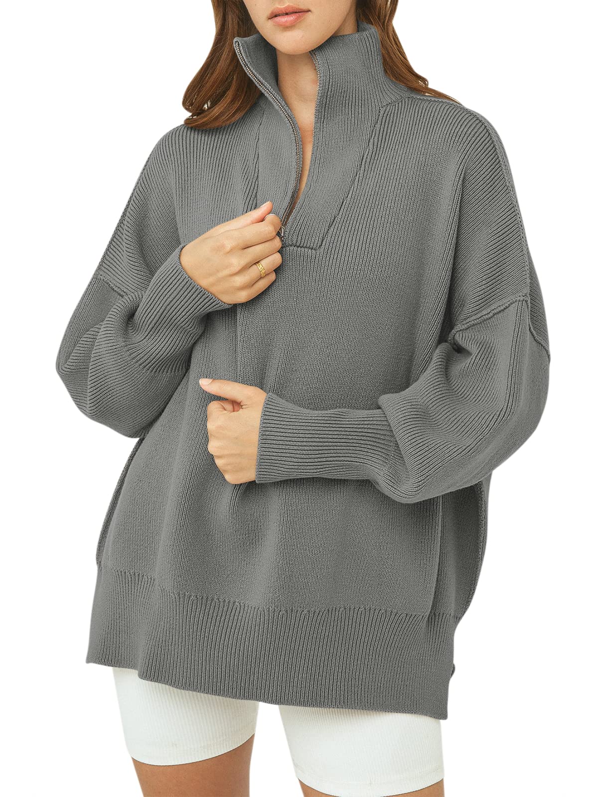 Women's Oversized Quarter Zip Pullover Sweater (Buy 2, Get Free Shipping)