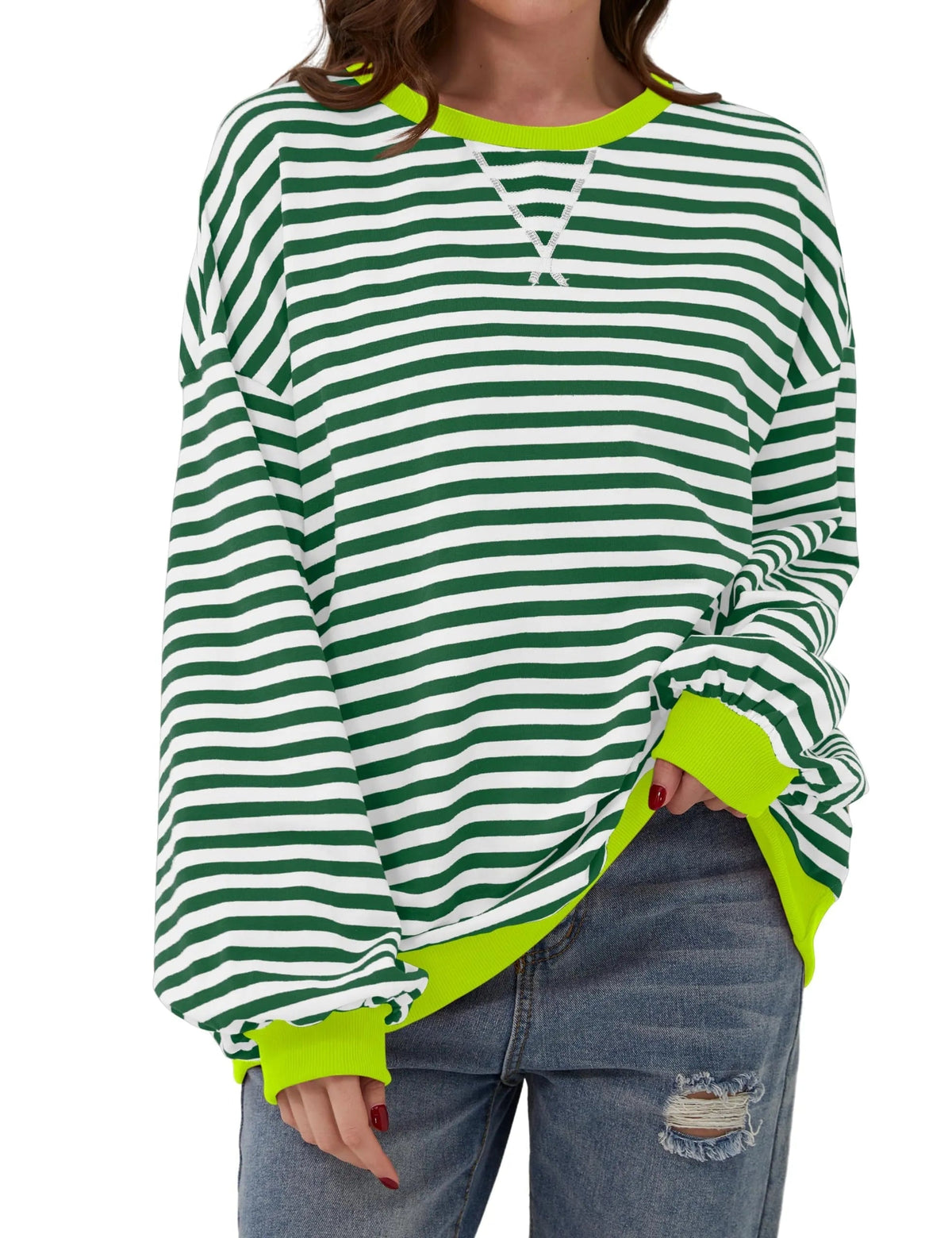 Women's Oversized Striped Long Sleeve Pullover (Buy 2 Get Free Shipping)