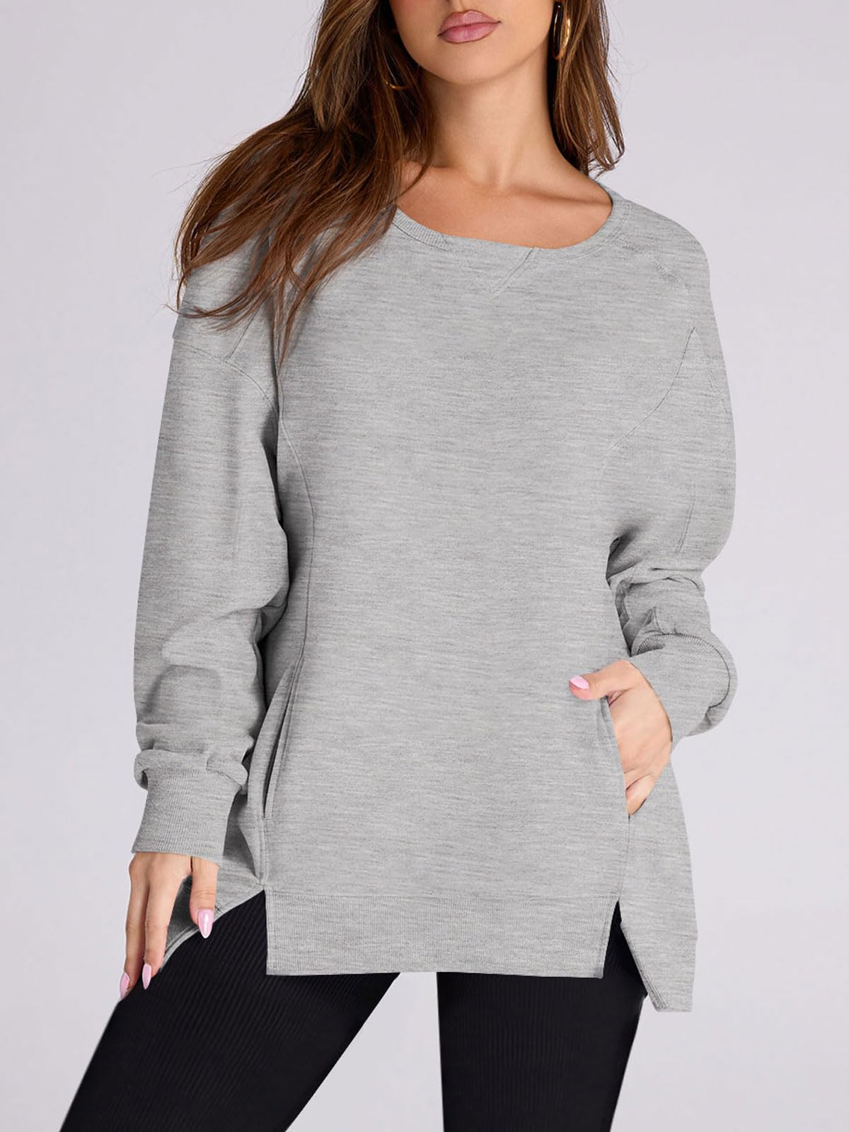 Women's High-Low Side Slit Pullover Sweatshirt with Pockets (Buy 2, Get Free Shipping)