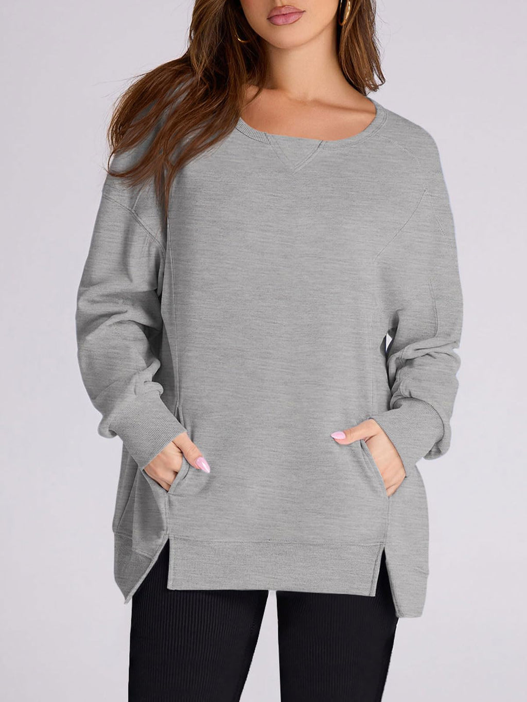 Women's High-Low Side Slit Pullover Sweatshirt with Pockets (Buy 2, Get Free Shipping)
