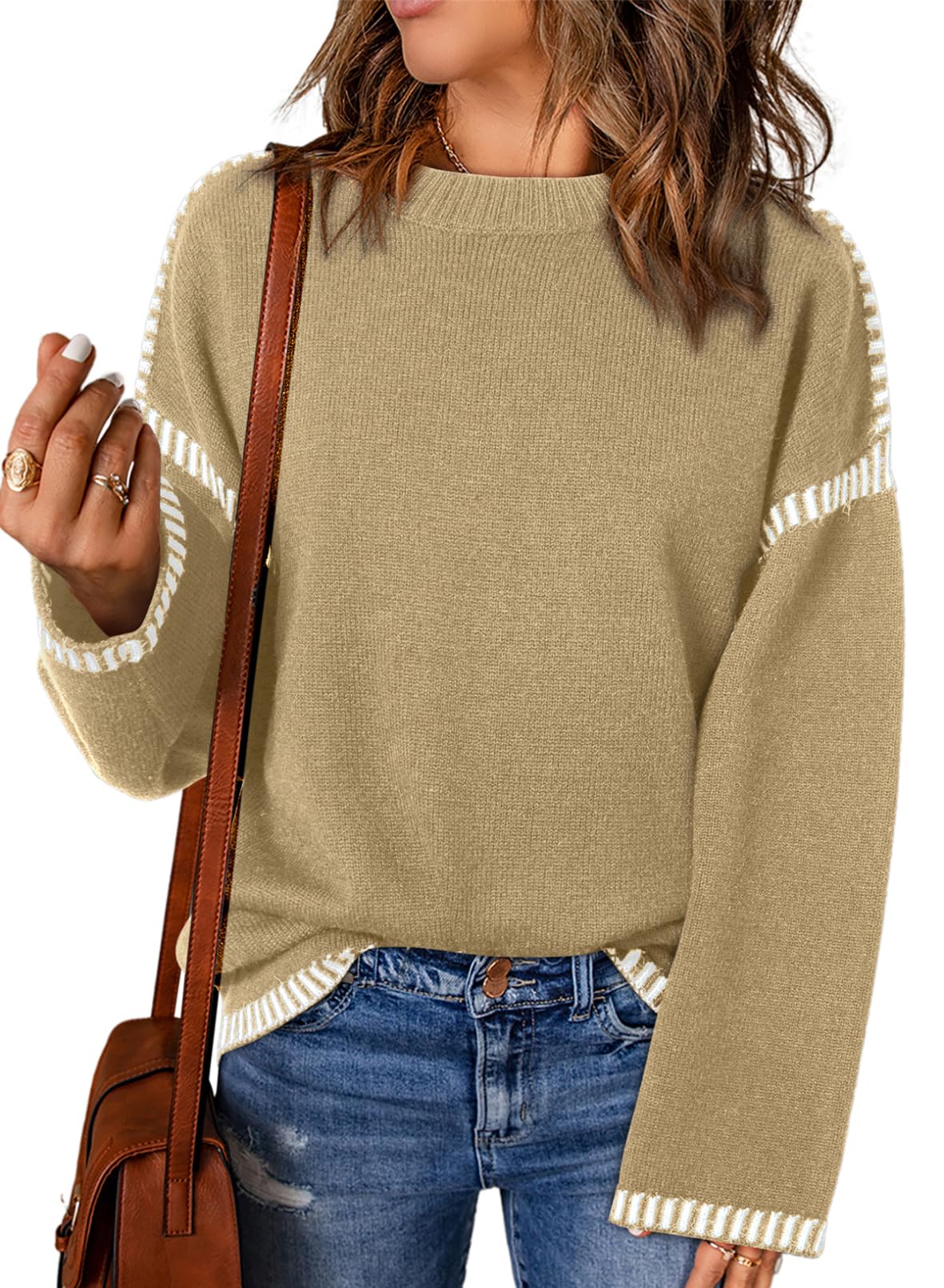Women's Contrast Cable Knit Pullover Sweater (Buy 2, Get Free Shipping)
