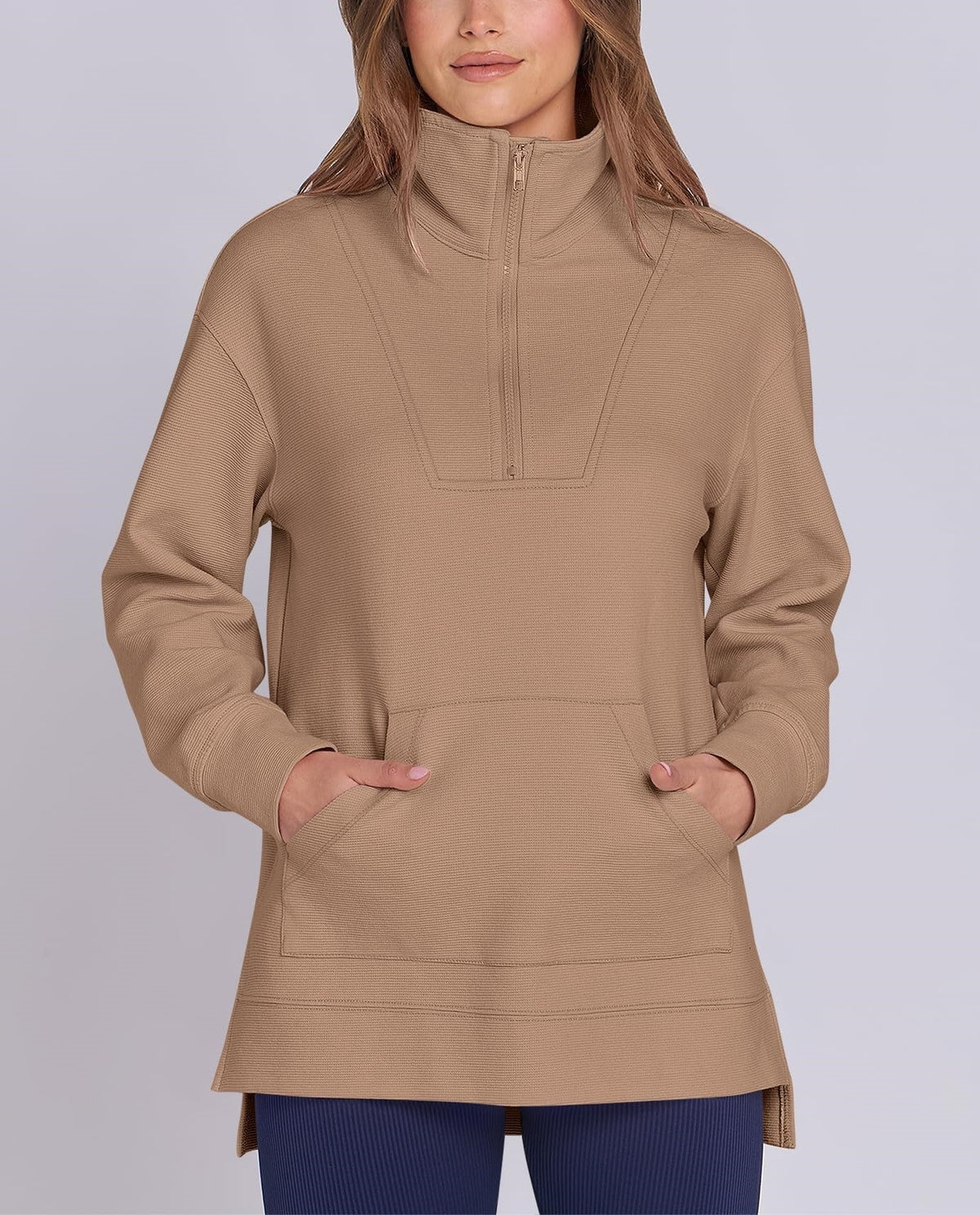 Women's Quarter Zip Oversized Knit Pullover (Buy 2, Get Free Shipping)