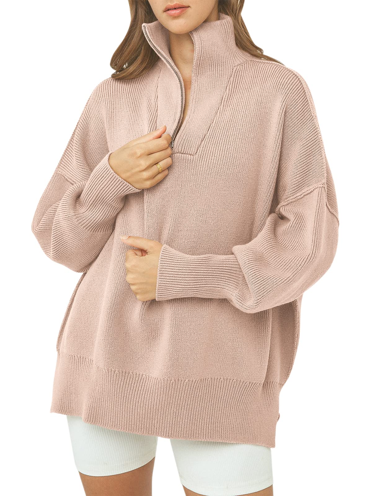 Women's Oversized Quarter Zip Pullover Sweater (Buy 2, Get Free Shipping)