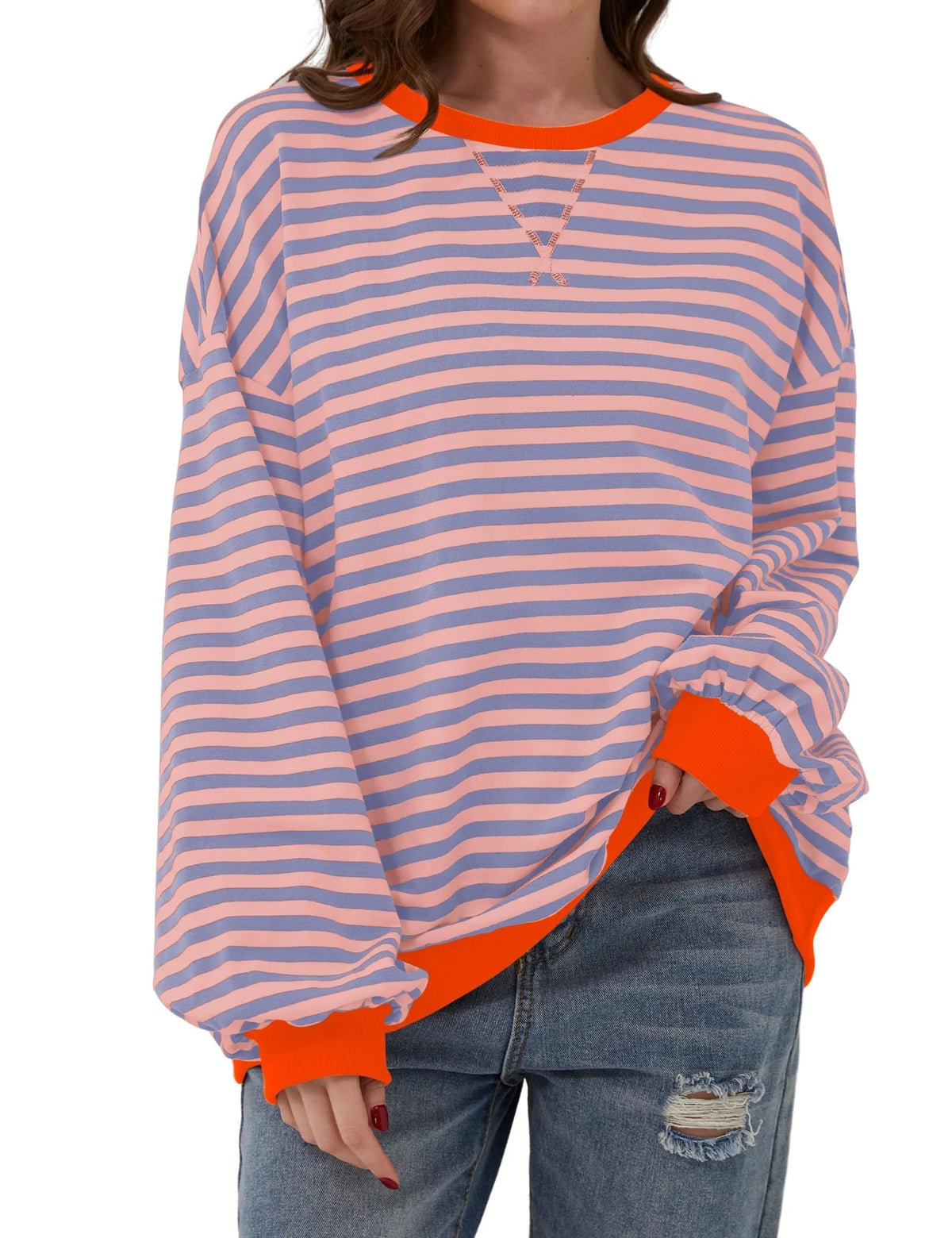 Women's Oversized Striped Long Sleeve Pullover (Buy 2 Get Free Shipping)