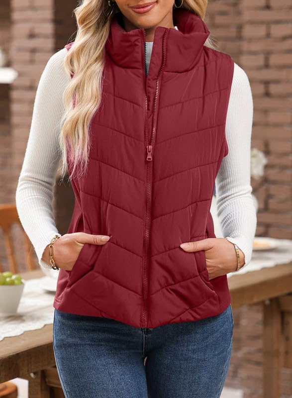 Women's Sleeveless Zip Up Stand Collar Quilted Puffer Vest (Buy 2 Get Free Shipping)