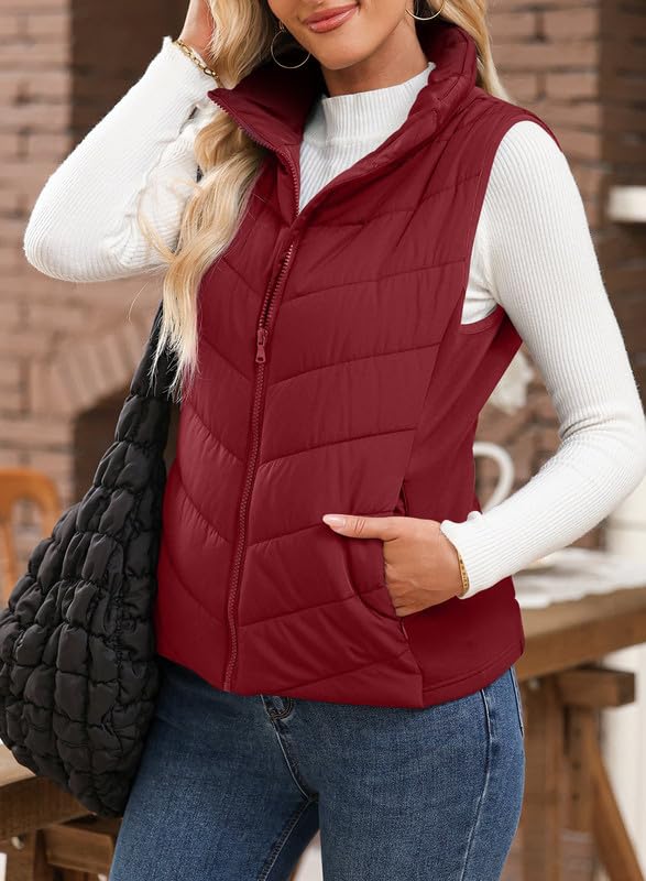 Women's Sleeveless Zip Up Stand Collar Quilted Puffer Vest (Buy 2 Get Free Shipping)