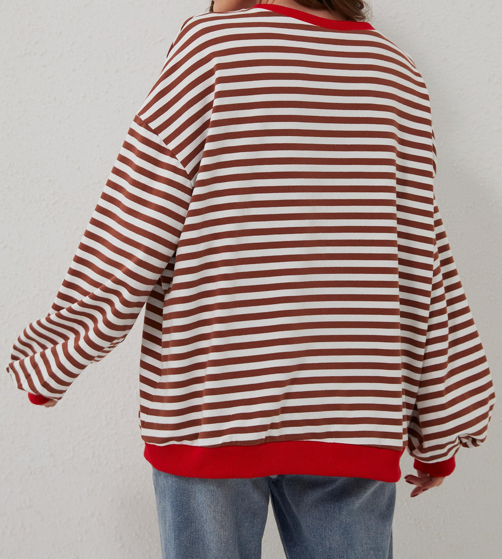 Women's Oversized Striped Long Sleeve Pullover (Buy 2 Get Free Shipping)