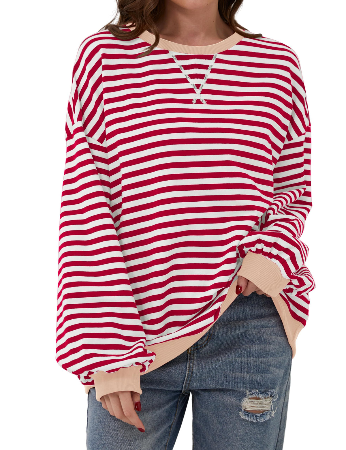 Women's Oversized Striped Long Sleeve Pullover (Buy 2 Get Free Shipping)