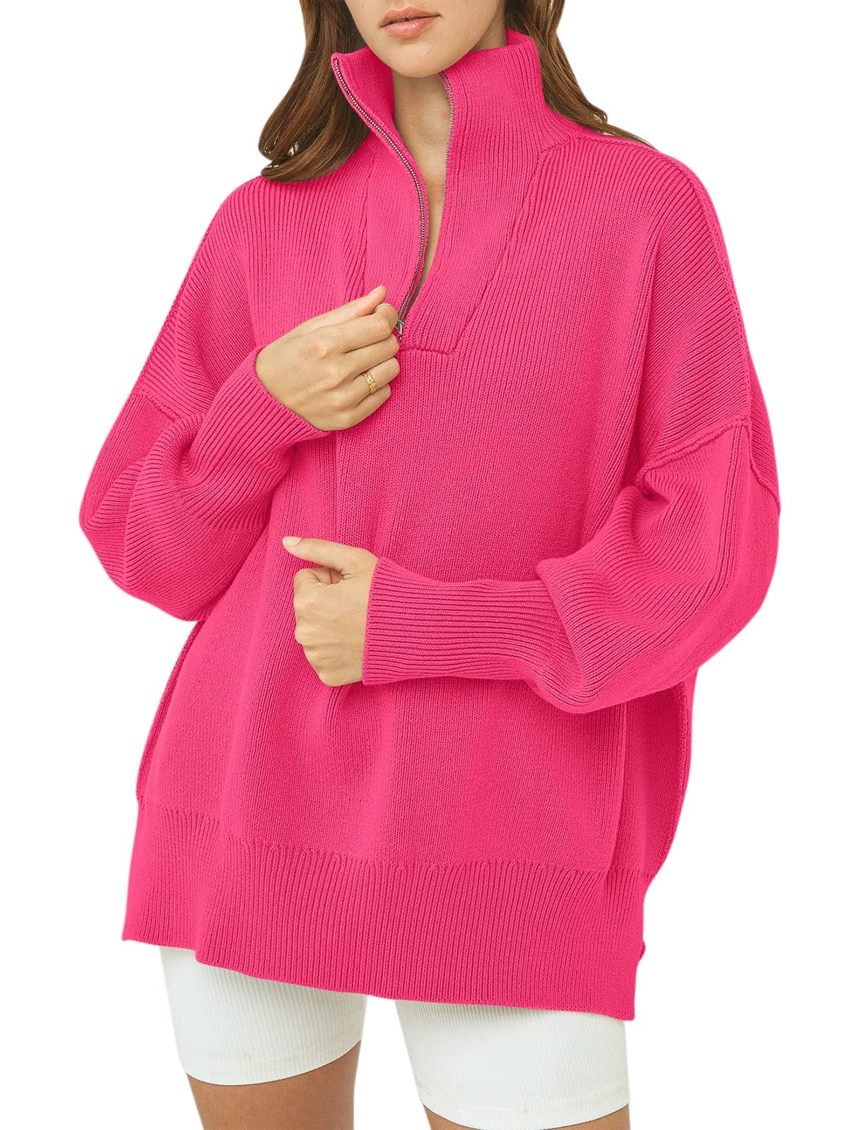 Women's Oversized Quarter Zip Pullover Sweater (Buy 2, Get Free Shipping)