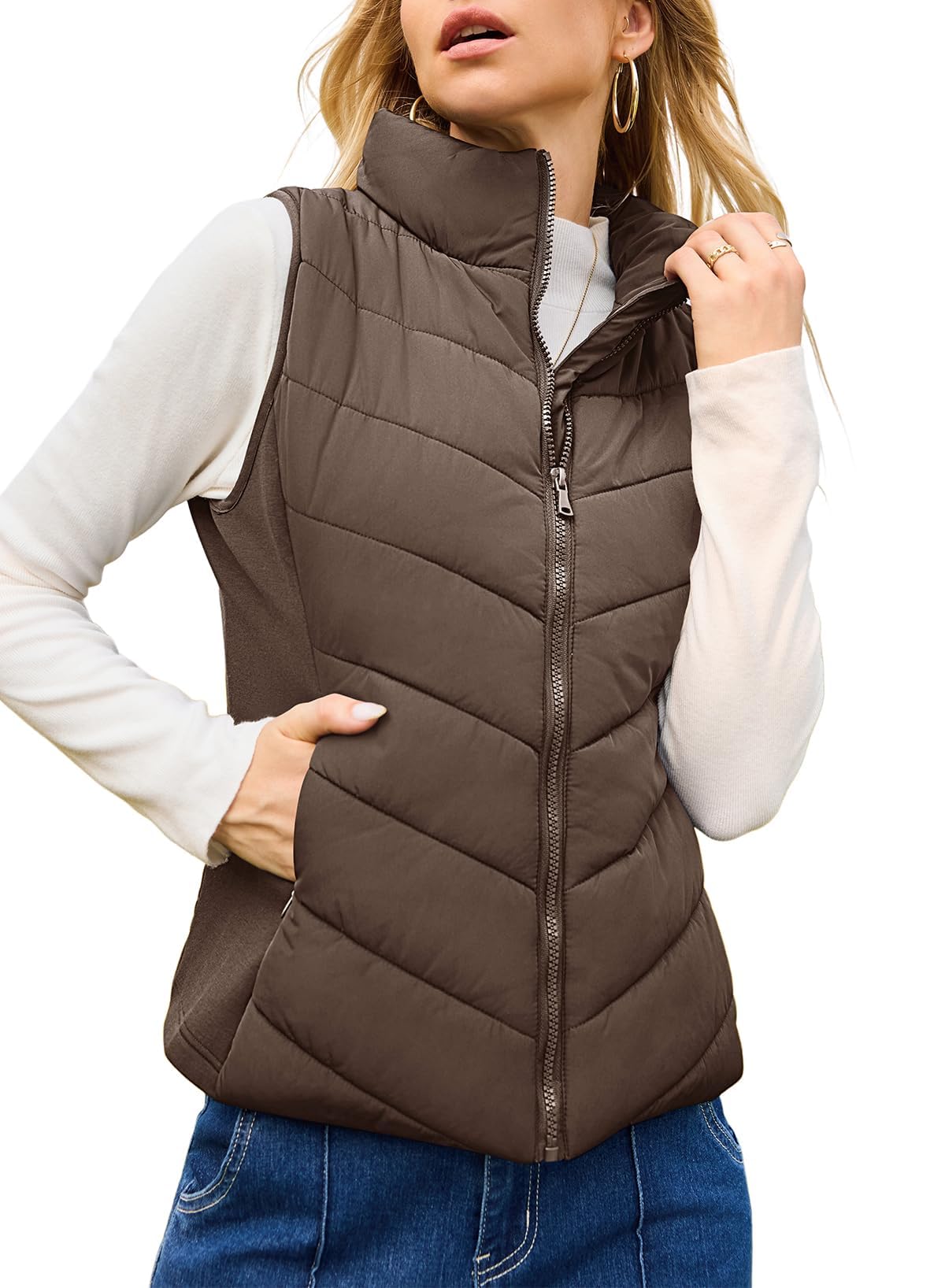 Women's Sleeveless Zip Up Stand Collar Quilted Puffer Vest (Buy 2 Get Free Shipping)