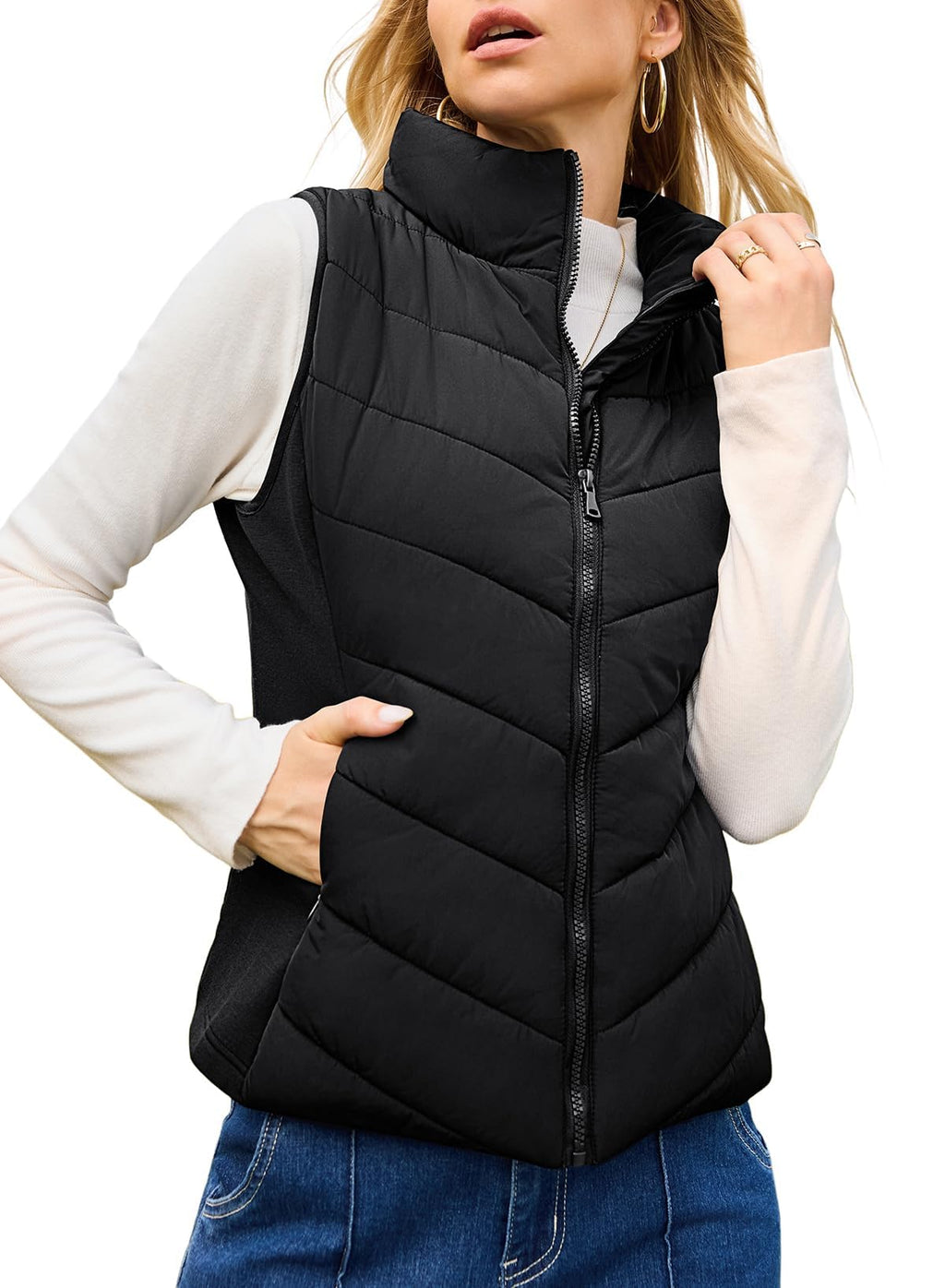 Women's Sleeveless Zip Up Stand Collar Quilted Puffer Vest (Buy 2 Get Free Shipping)