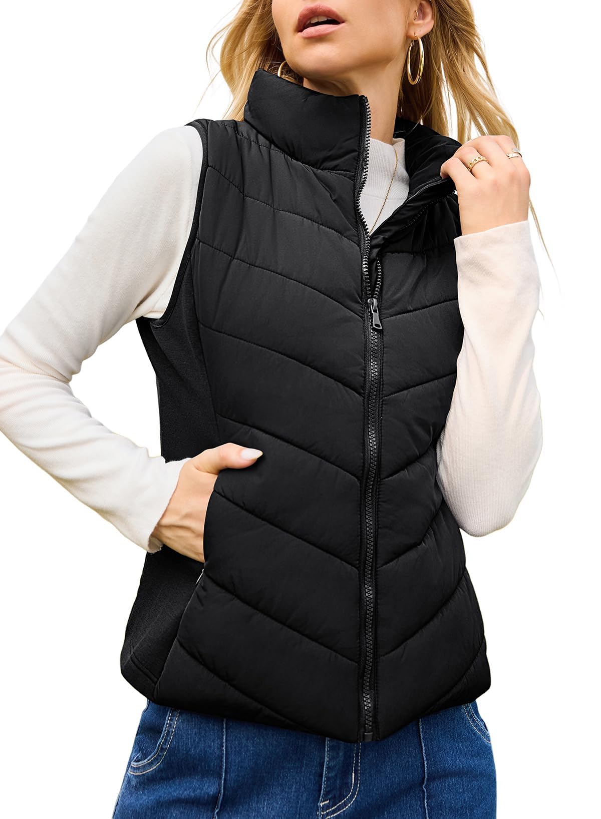 Women's Sleeveless Zip Up Stand Collar Quilted Puffer Vest (Buy 2 Get Free Shipping)