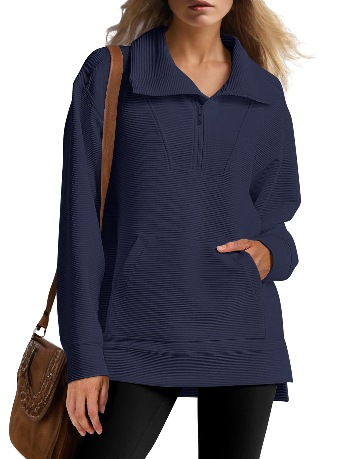 Women's Quarter Zip Oversized Knit Pullover (Buy 2, Get Free Shipping)